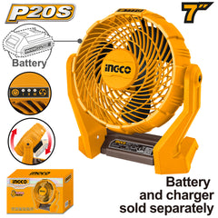 Ingco by Winland P20S 20V Cordless Lithium-Ion Fan with 3 Speed 7" Inches CFALI2007