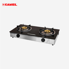 Camel Tempered Glass Top Solid Brass Double Gas Burner Stove CGS-712G-B