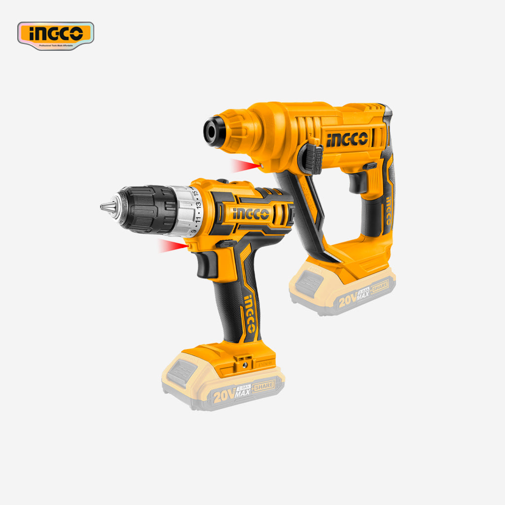 Ingco P20S 20V Cordless Lithium-Ion 2 Pcs Combo Kit Cordless Drill + Rotary Hammer CKLI2008