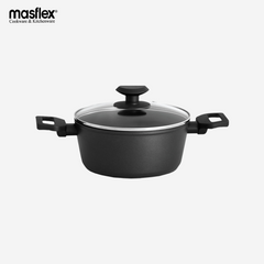 Masflex 20cm-24cm Forged Cook Safe Non-Stick Induction Casserole with Glass Lid