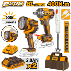 P20S/20V 4PCS Combo Kit with Lithium-Ion Cordless Impact Wrench COSLI240961 ING-COR