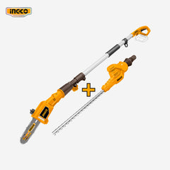 Ingco P20S 20V Lithium-Ion Pole Saw with Pole Hedge Trimmer CPTS201681