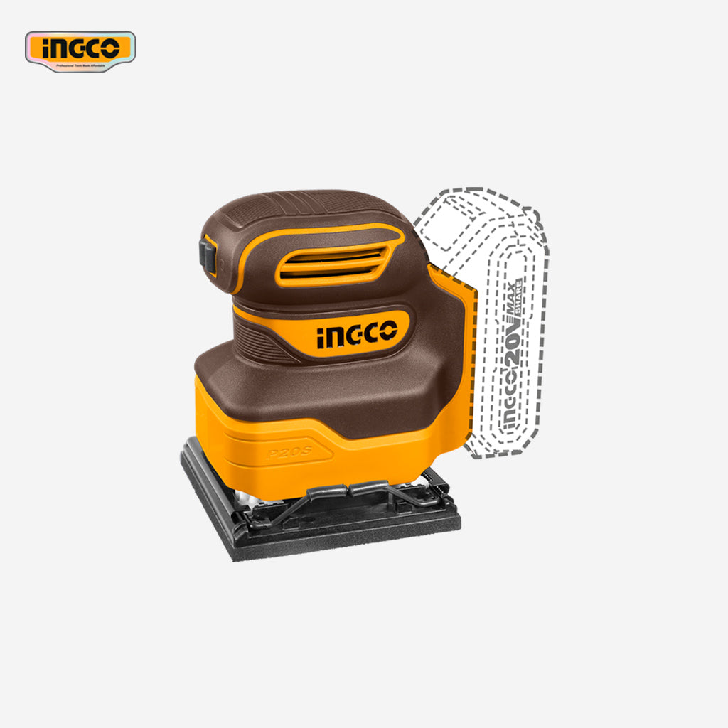 Ingco Ingco Lithium-Ion Cordless Sheet Sander 20V P20S with 5pcs Sandpaper ING-CT