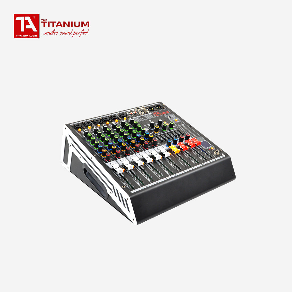 Titanium Audio Powered Mixer with DSP 600W RMS (USB,AUX,BT, +48V, 7-Band EQ CURVE 60P