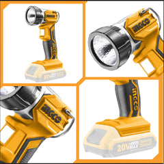 Ingco P20S 20V Li-Ion Cordless Work Lamp Flashlight 1.5W-3.2W-5W