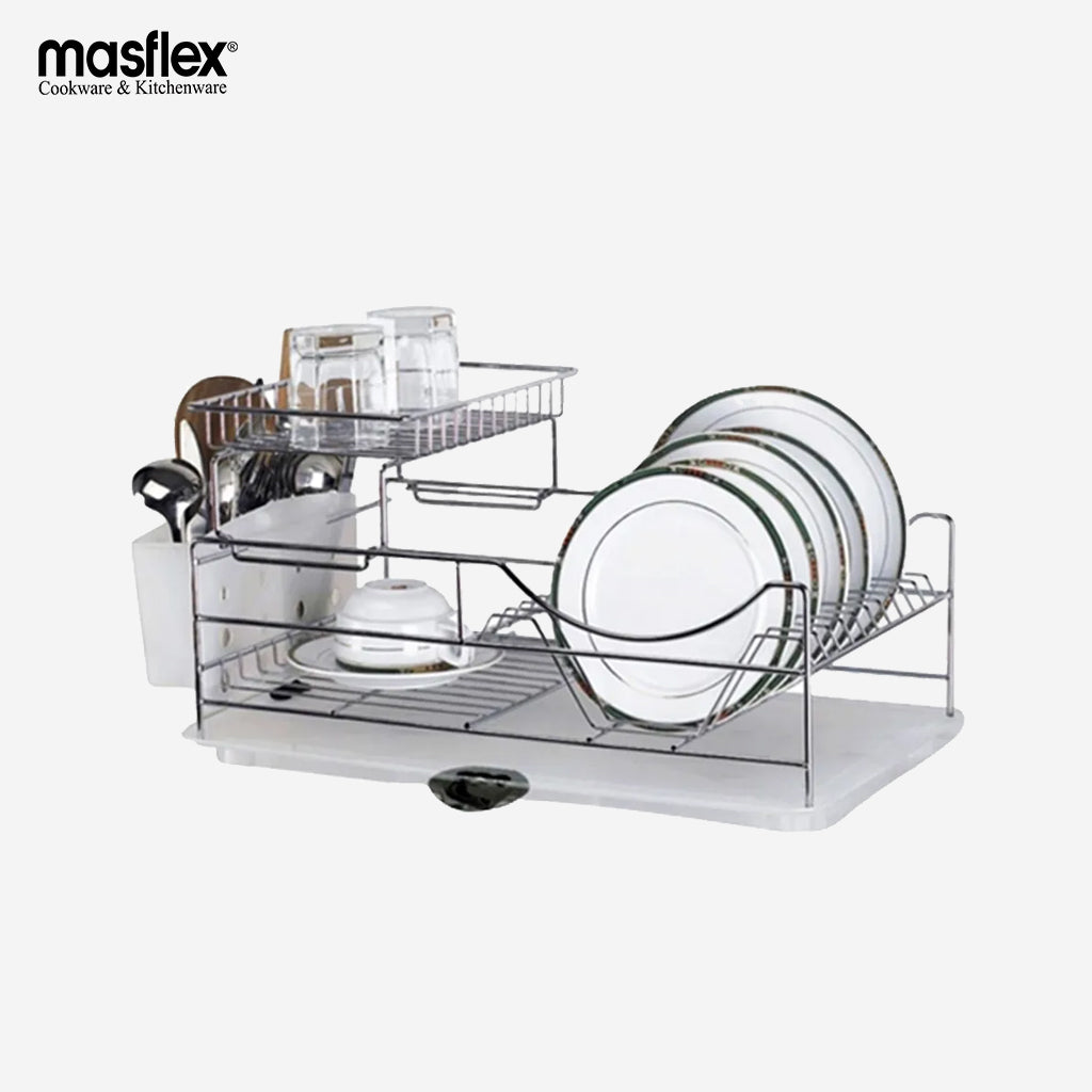 Masflex Dish Drainer With Extra Glass Tray L48.5cm xW29.8cm x H25.5cm ...