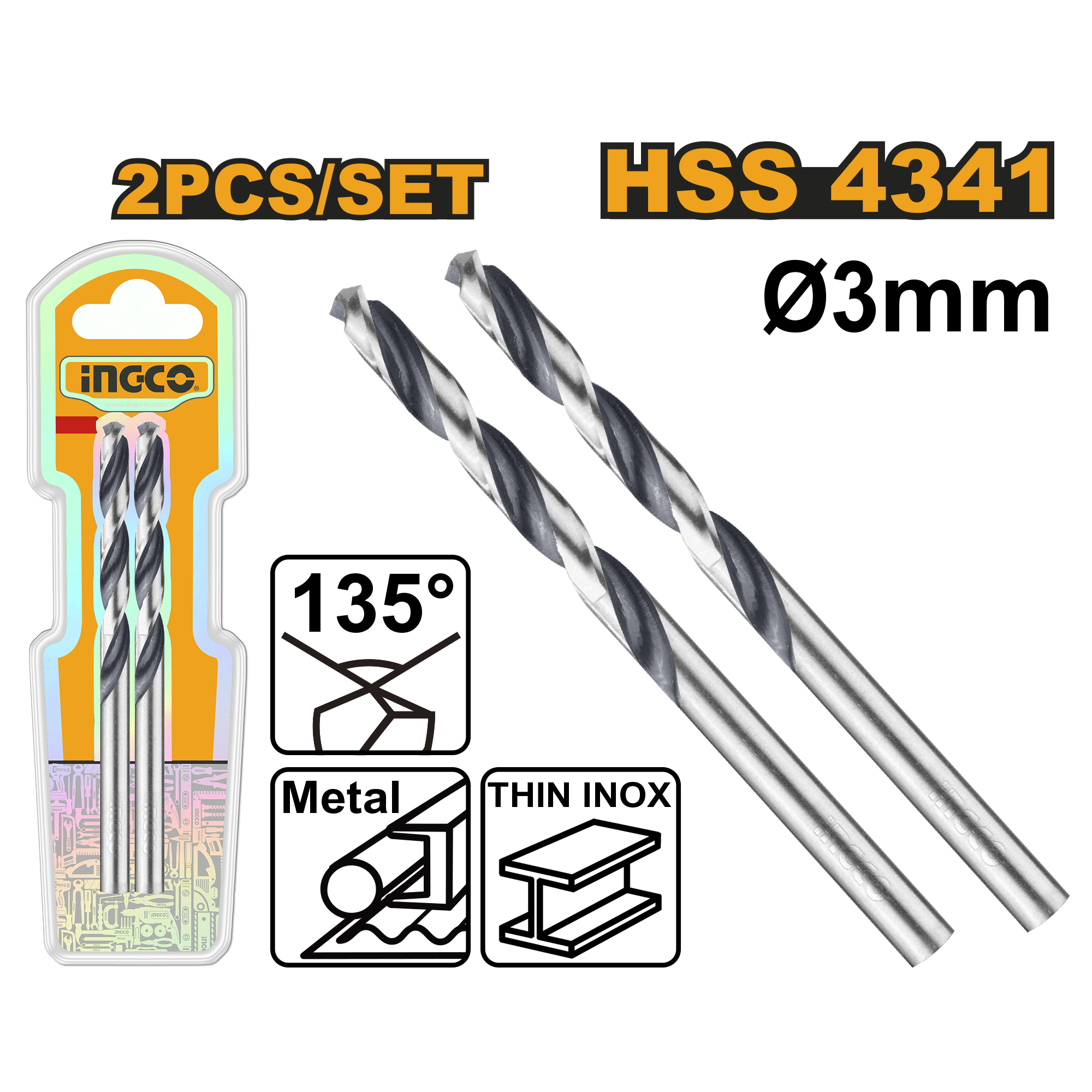 Ingco by Winland 1PC/2PCS SET 4341 HSS Impact Drill / Drilling Bit Sold Per Set ING-HT