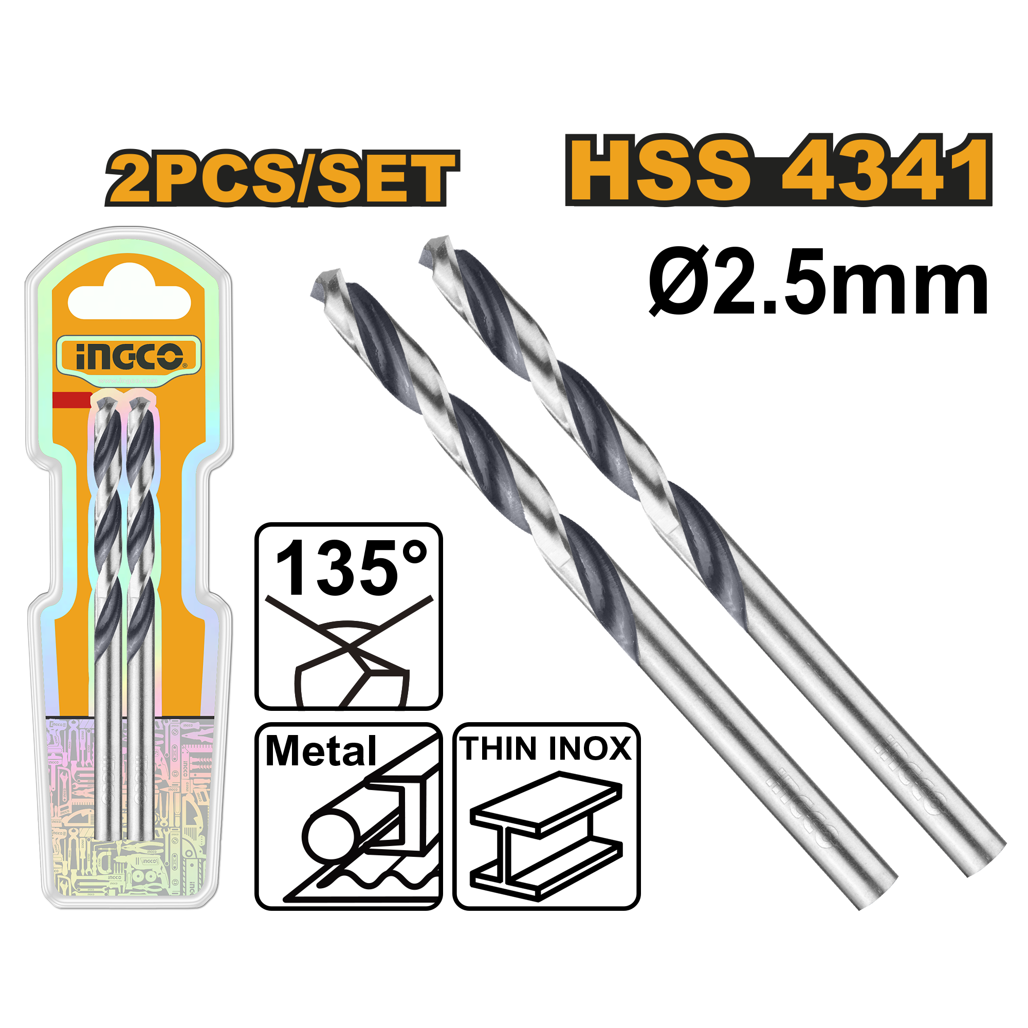 Ingco by Winland 1PC/2PCS SET 4341 HSS Impact Drill / Drilling Bit Sold Per Set ING-HT
