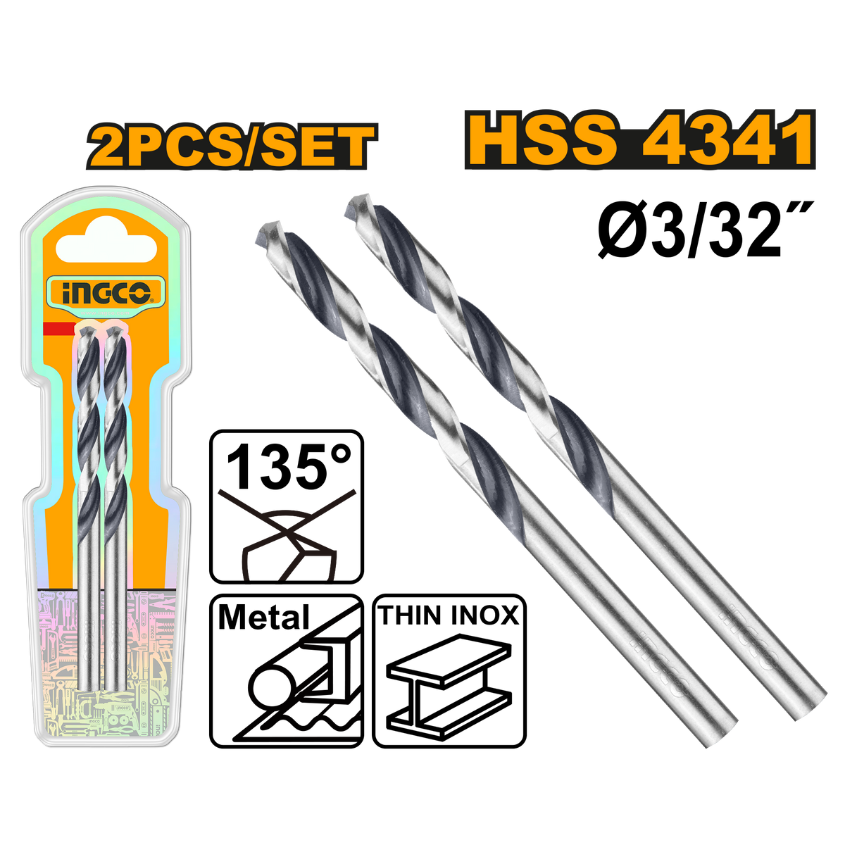 Ingco by Winland 1PC/2PCS SET 4341 HSS Impact Drill / Drilling Bit Sold Per Set ING-HT