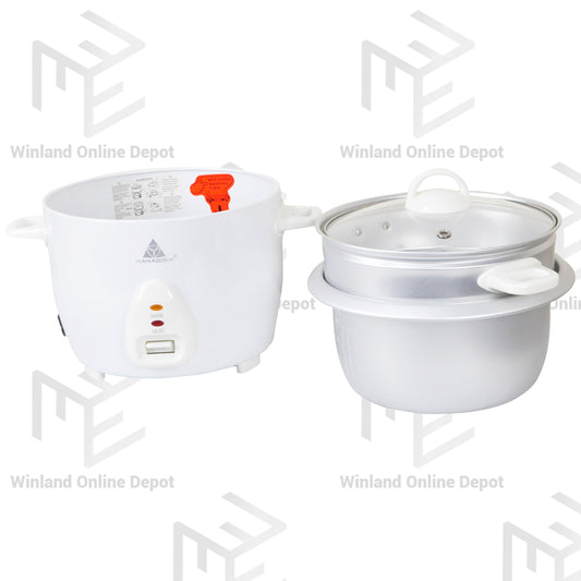 Hanabishi by Winland Aesthetic Rice Cooker 1L Serves 3cups Glass Cover w/ Steamer HHRC10WHT