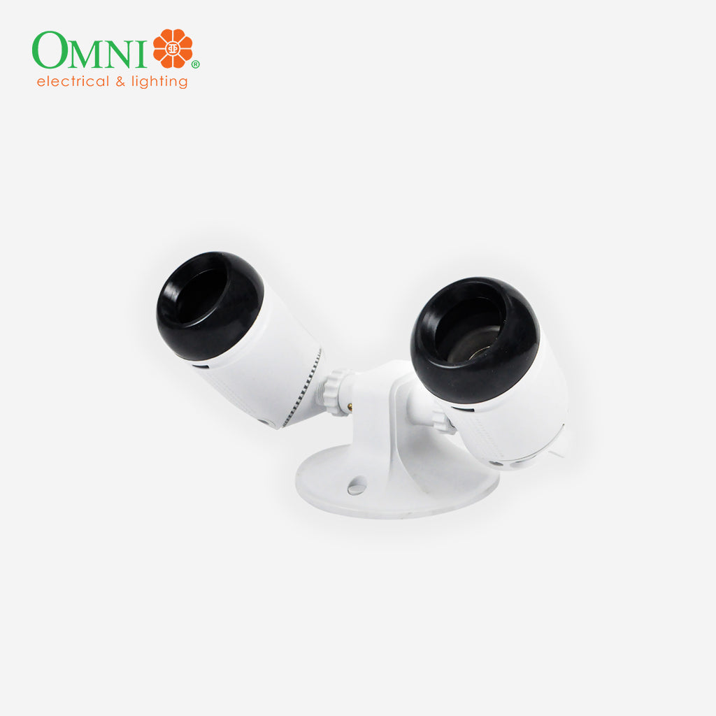 Omni Deluxe Weatherproof Ceiling Wall Twin Lampholder 130W / 250V E27-DWH/2