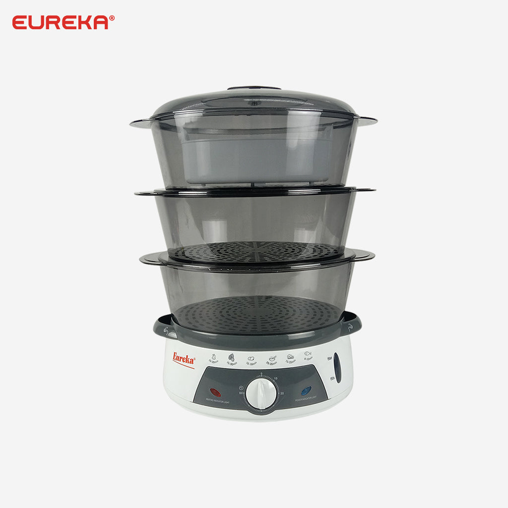 Eureka 3-Layer Transparent & Collapsible Steamer Trays Electric Food Steamer w/ Food Tray