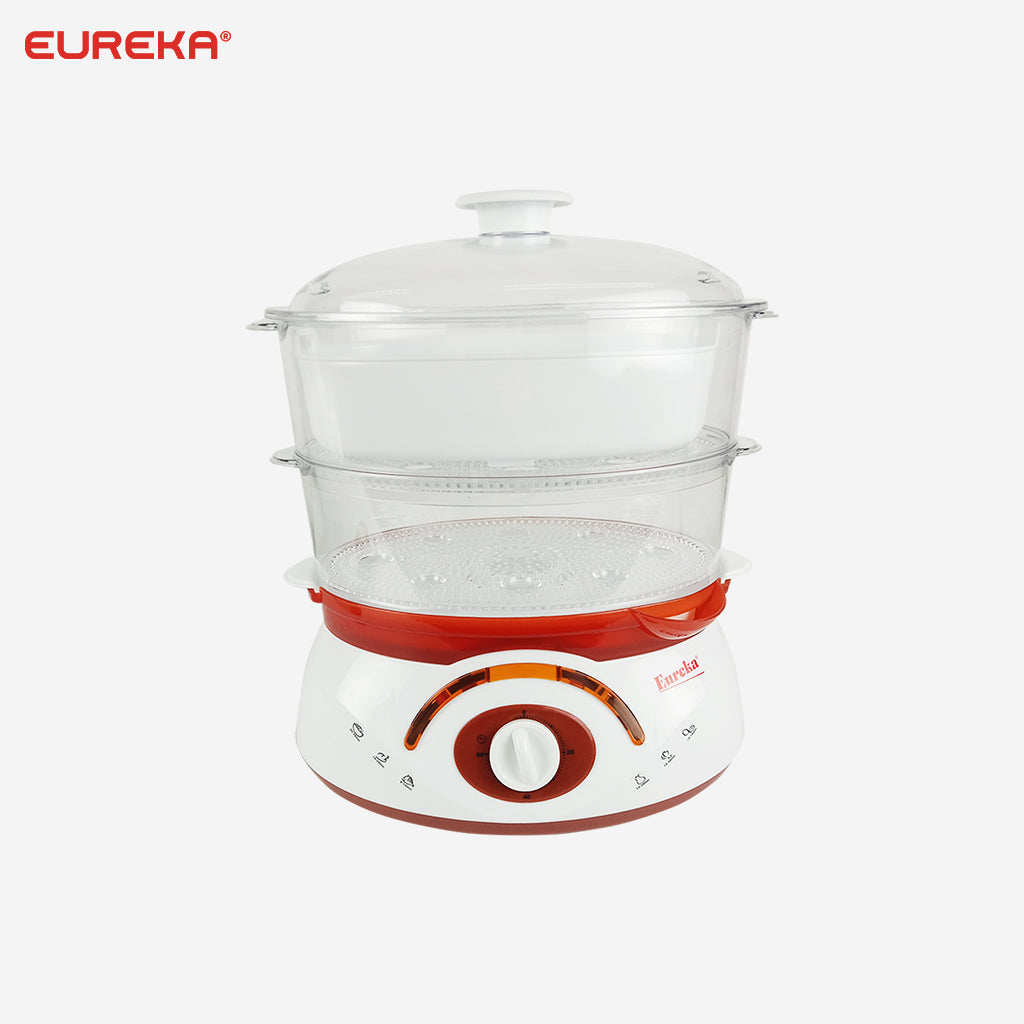 Eureka 2-Layer Transparent & Collapsible Steamer Trays Electric Food Steamer w/ Food Tray