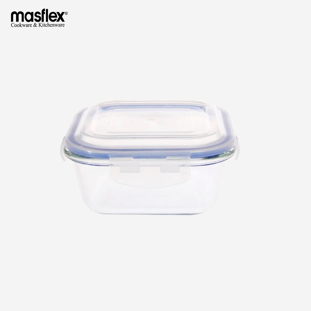Masflex by 2200 ml Square Borosilicate Glass Food Container Storage FE-2200