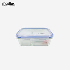 Masflex 1040ml Rectangular Glass Food Container W/ Division 100% Hygienic&Food Safe FE-25