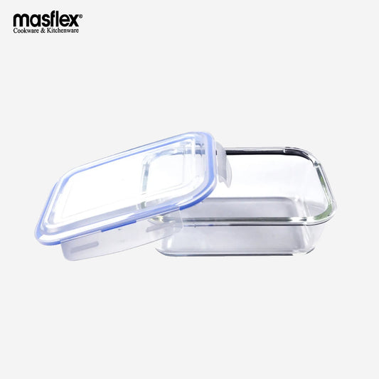 Masflex by Winland 370ml Rectangular Borosilicate Glass Food Container Storage 100% Food Safe