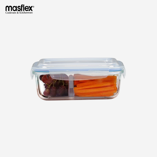 Masflex by Winland 450mL Rectangular Leakproof Glass Food Container W/ Division FE-570G