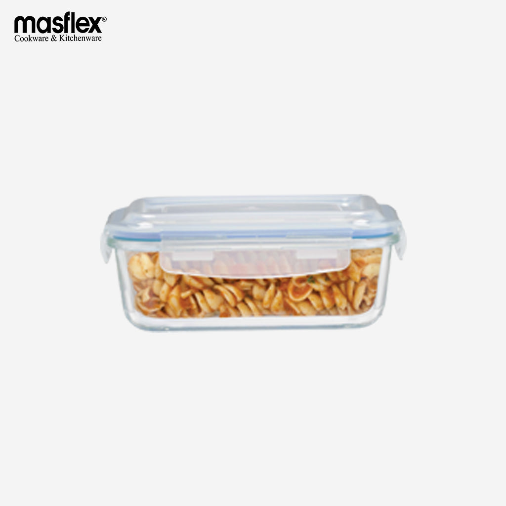 Masflex 640ml Rectangular Borosilicate Glass Food Container Storage 100% Food Safe FE-640