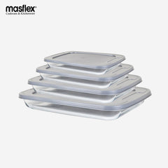 Masflex 2.2Liter Rectangular Borosilicate Glass Bakeware Baking Dish with Lid FE-GB22