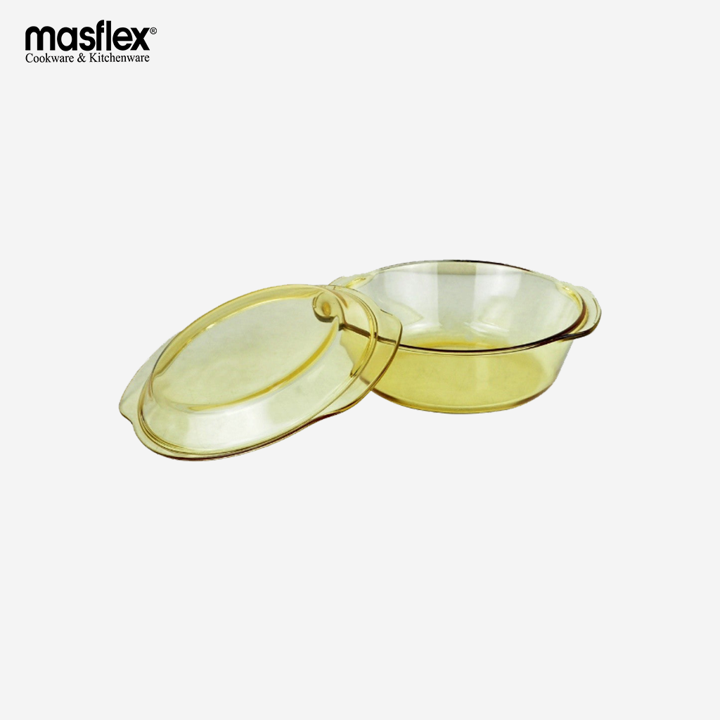 Masflex Borosilicate Glass Casserole 2/1.5/1 Liters w/ Cover FE-GC2/O FE-GC15/O FE-GC1/O