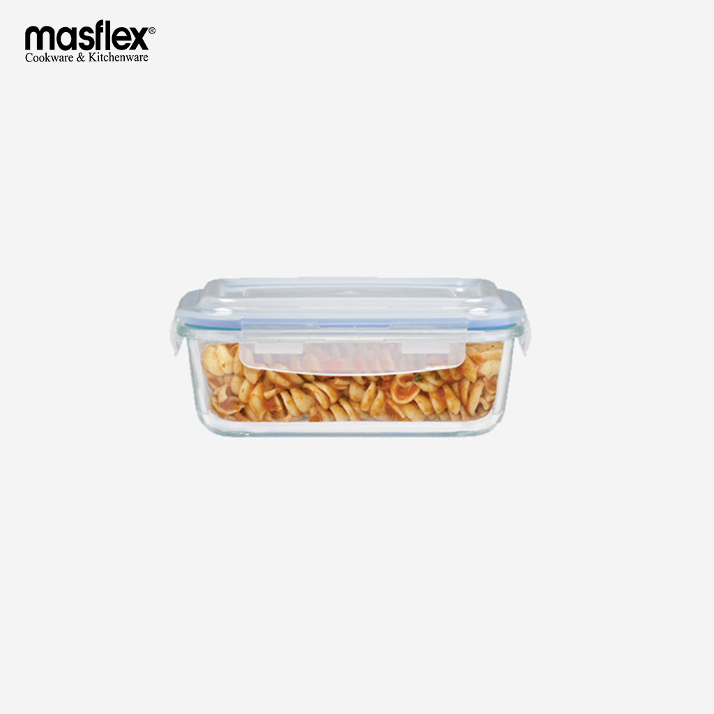 Masflex 370ML/620ML/950ML Airtight Deluxe Rectangular Glass Food Conta ...