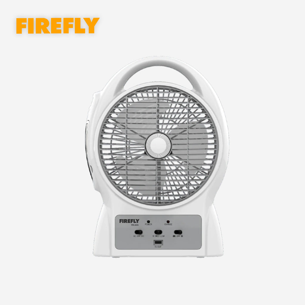 Firefly by Winland Rechargeable 8 inch Oscillating 3-Speed Fan w/ USB Charging Port FEL624