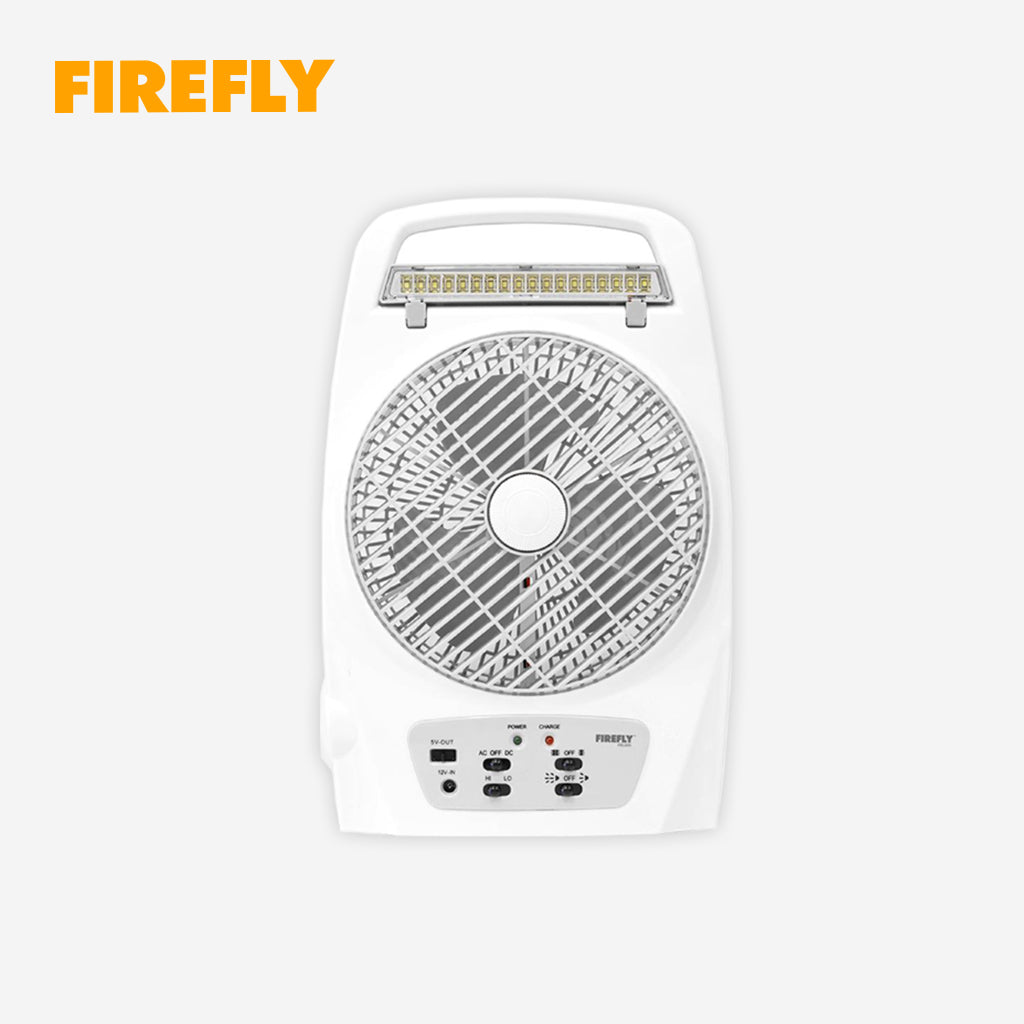 Firefly 8” 2-Speed Electric Fan with 18 LED Desk Lamp & USB Mobile Phone Charger FEL625