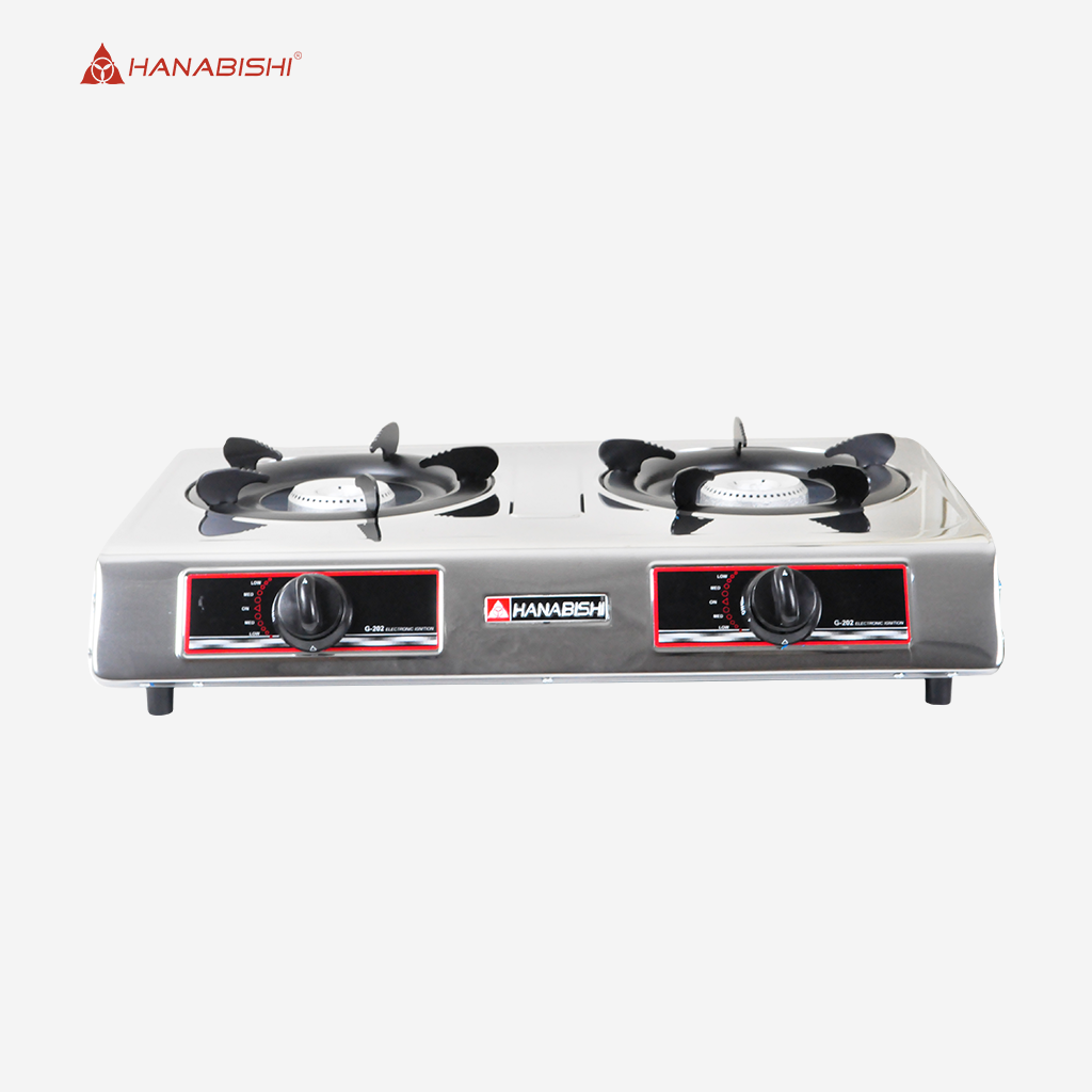 Hanabishi Stainless Steel Body Double Burner Single Jet System Gas Stove G202