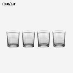 Masflex 4 piece of 414 ml Spiral Drinking Glass L 10 cm x W 8.7 cm x H 7.4 cm GB-14-4A