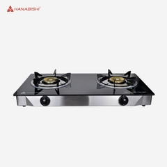 Hanabishi Double Burner Tempered Glass and Stainless Steel Body Gas Stove GGS200