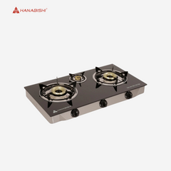 Hanabishi Triple Burner Tempered Glass Top Pannel Gas Stove GGS300