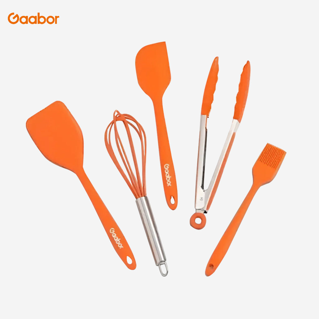 Gaabor 5 pieces Kitchen Utensil and Gadgets Silicone Rubber Kitchen Set