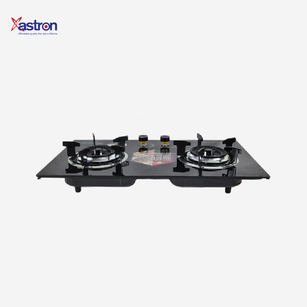 Astron Built-In Double Burner Gas Stove with Hob and Tempered Glass Top GS-9090