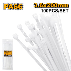 Ingco 100 Pcs Cable Ties 3.6 x 200 White HCT2001