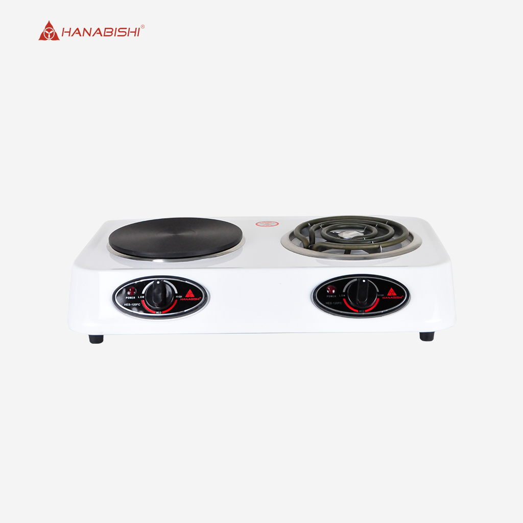 Hanabishi Stainless Steel Electric Double Burner 6 inch Coil Plate Gas Stove HES120FC