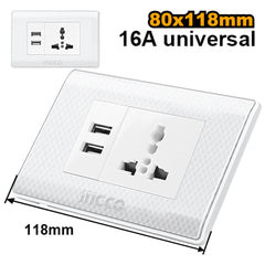 Ingco by Winland 1-Gang Socket Outlet with 2 USB 118 x 80mm HESST181101US