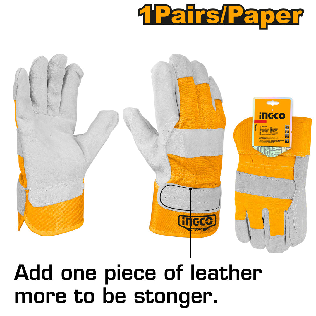 Ingco 10.5 Inch Welding Leather Gloves HGVC01