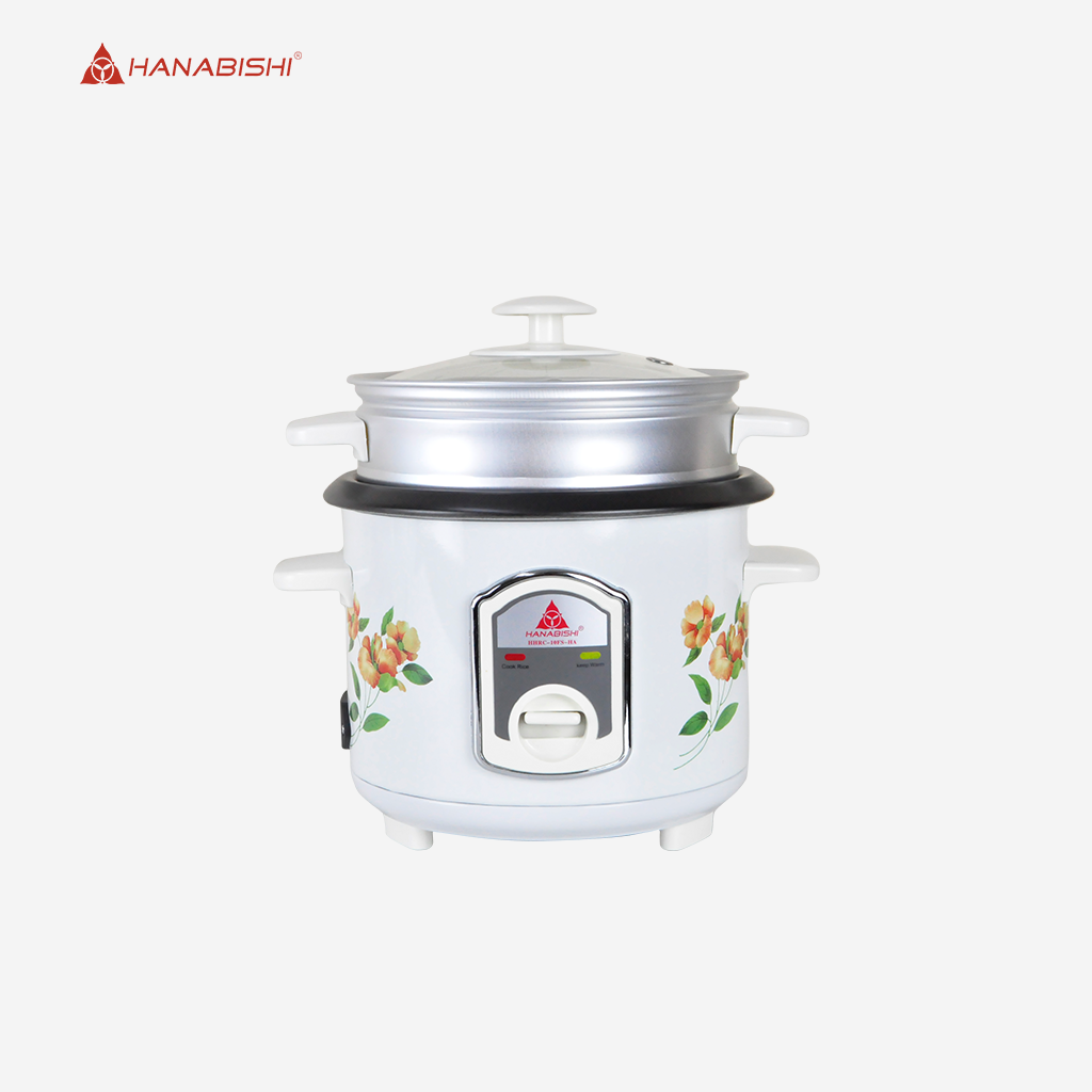 Hanabishi Rice Cooker 1L serves 3-5 cups Glass Cover w/ Steamer HHRC10FSHA