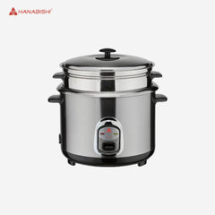 Hanabishi 1.8 Liter Pure Stainless Steel Rice Cooker serves 10 cups w/ Steamer HHRC-18PSS