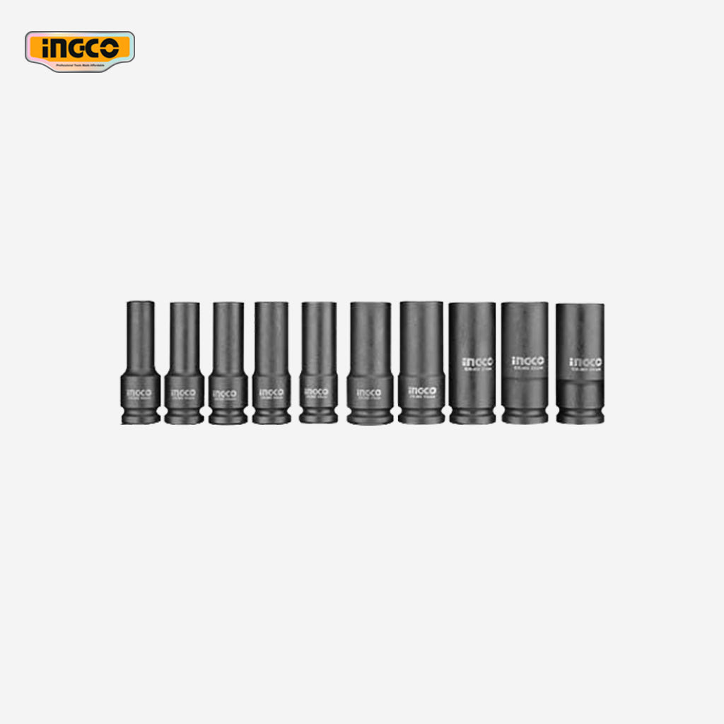 Ingco 10 Pcs 1/2 Inch Drive Deep Impact Socket Set HKISSD12102L