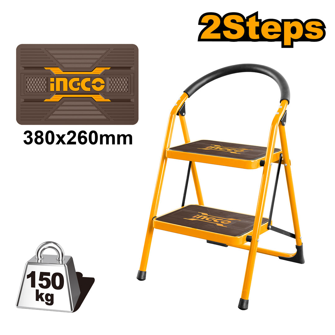 Ingco by Winland Non-slip Steps with Wide Platform Steel Tube Ladder HLAD09021 / HLAD09031 / HLAD09041