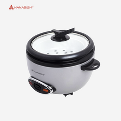 Hanabishi Rice Cooker 1L serves 5 cups Glass Cover Teflon Inner Pot with Steamer HRC10BRC