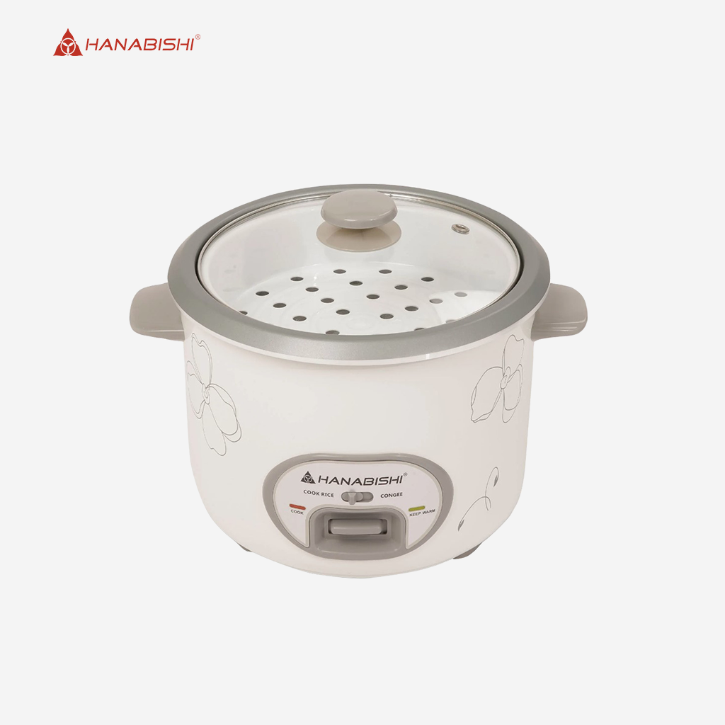 Hanabishi Rice Cooker 1.8L serves 10 cups Glass Cover w/ Steamer HRC18R2C