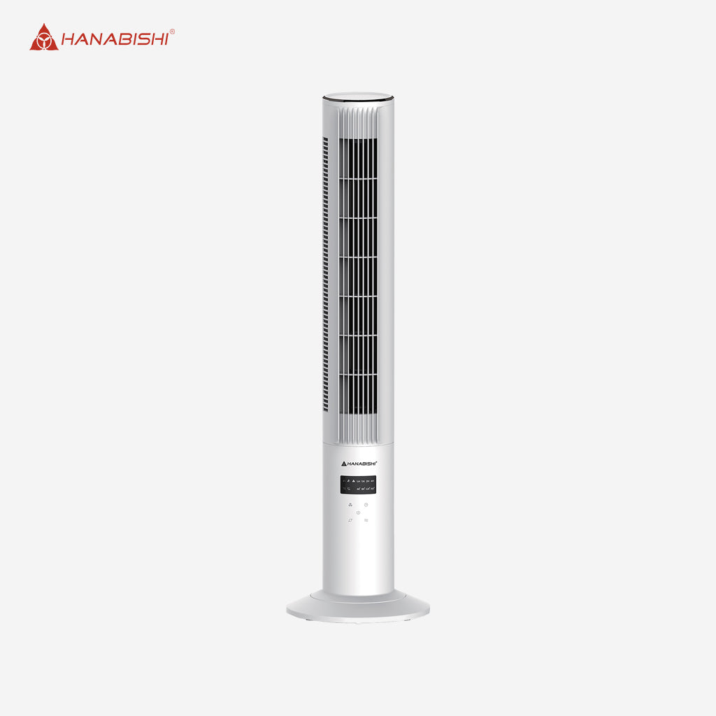 Hanabishi Tower Fan | Electric Fan with Remote Control 360-Degree HTOWF1500-360WHT