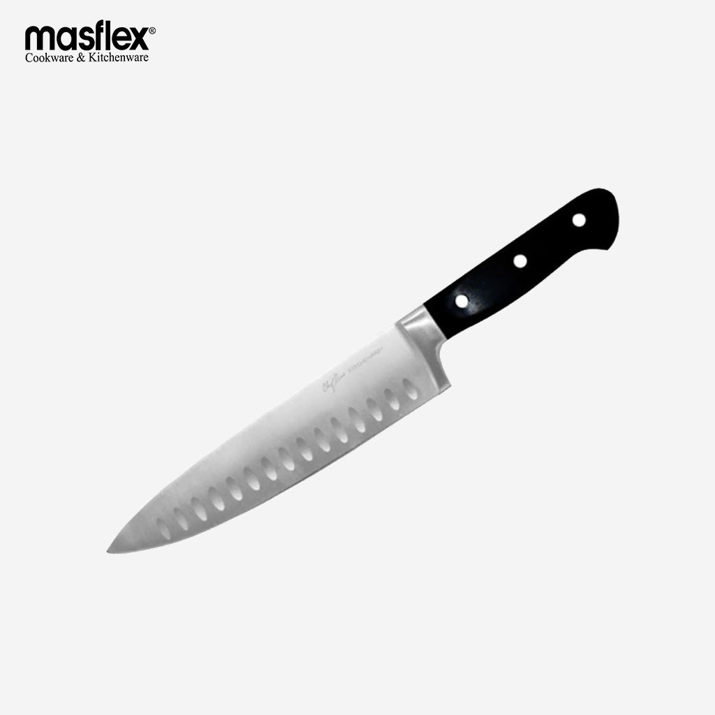 Kitchenpro by Masflex 8" Stainless Steel Chef's Knife with Recessed Kullens KP-CK