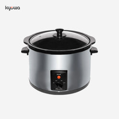 Kyowa 5.0L Slow Cooker Stainless Steel Body w/ Round Ceramic Inner Pot & Glass Cover