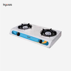 Kyowa Stainless Steel Double Burner Gas Stove with Cast Iron Burners KW-3502