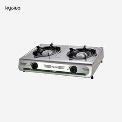 Kyowa Stainless Steel Double Burner Gas Stove with Cast Iron Burners