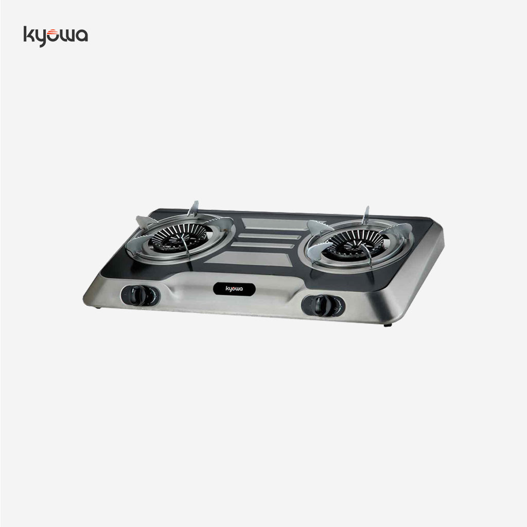 Kyowa Double Burner Stainless Steel Gas Stove with Cast Iron Burners KW-3552