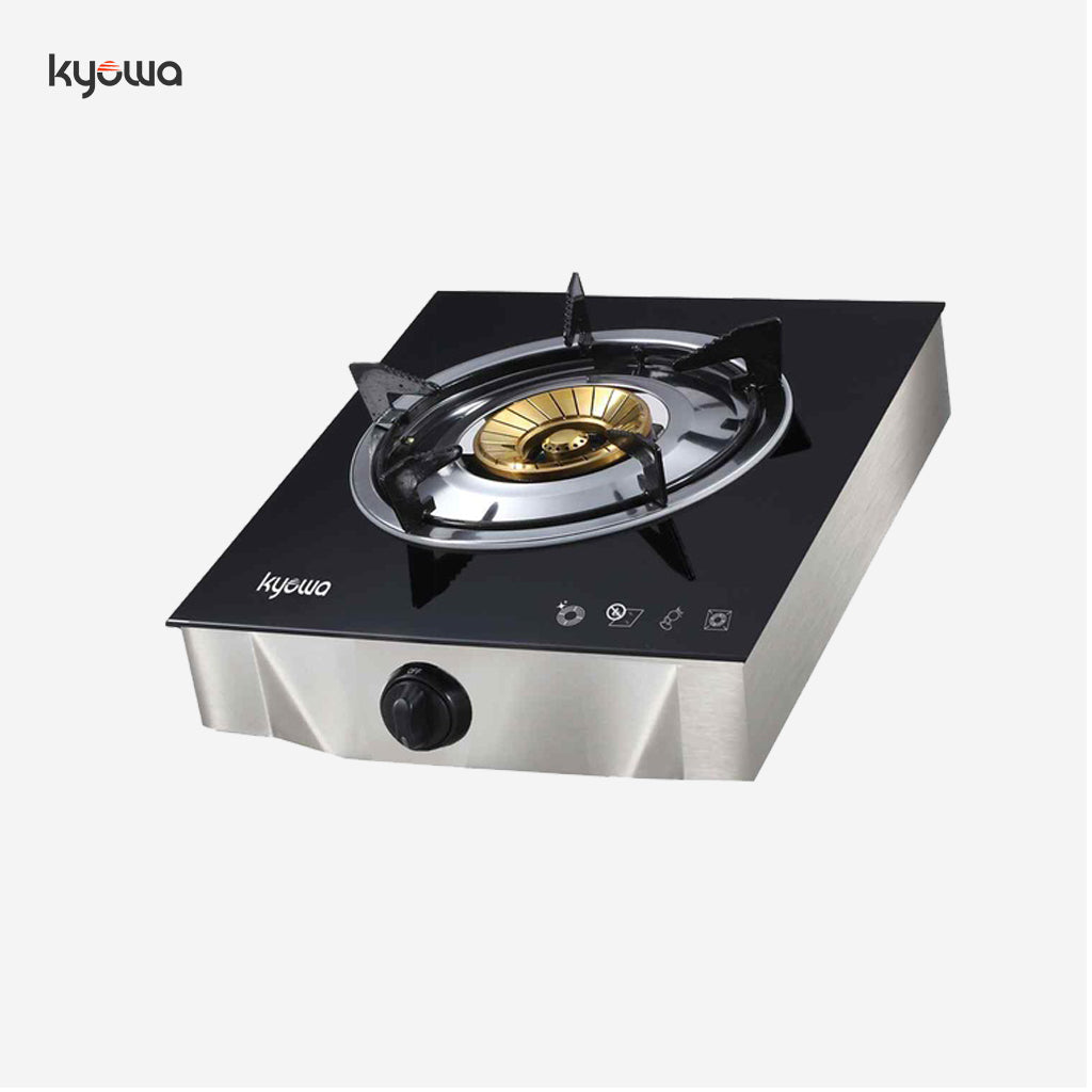 Kyowa Tempered Glass Single Burner Gas Stove with Cast Iron Burners KW-3563 / KW-3565